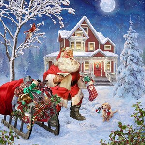 Santa&#39;s Arrival Fabric Panel: Ol St. Nick Hoffman Spectrum Digital Print
