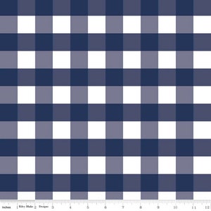 1 Inch Gingham Navy - Cotton Fabric