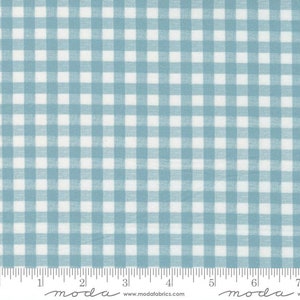 Leather Lace Amazing Grace - Gingham Tranquil Light Blue Fabric by Cathe Holden - Cotton Fabric