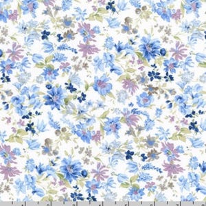 Tela de algodón con estampado floral azul - Sevenberry Petite Garden
