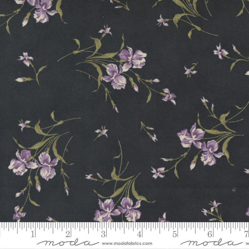 Iris Ivy Ebony - Small Iris Fabric by Jan Patek - Cotton Fabric
