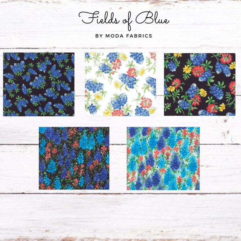 Moda Fabrics Fields of Blue Cotton Fabrics Each Sold by Etsy