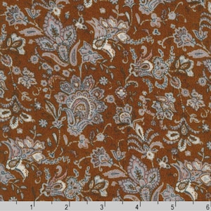 Rayon Fabric - Sunset Studio Collection - Rayon Crinkle - Florals Paisley Toasted Almond - 50&quot; Width
