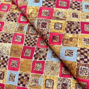 Gustav Klimt Metallic Cotton Fabric: Gold Diamonds & Squares, Robert Kaufman