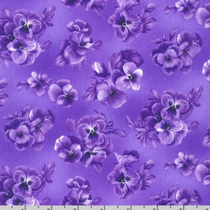 Robert Kaufman - Flowerhouse - Brightly So - Tonal Floral Purple Fabric by Debbie Beaves - Cotton Fabric