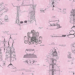 Sewing Studio - Sewing Schematic Fabric - Cotton Fabric