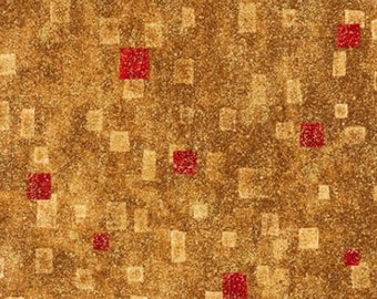 Robert Kaufman - Gustav Klimt - Red Gold Metallic - Cotton Fabric