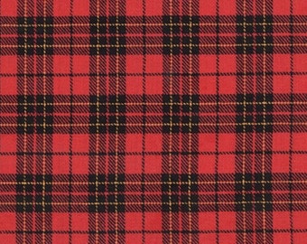 57" Width - Sevenberry Classic Plaid Twill -  Red Yarn Dyed Twill Fabric