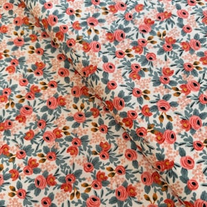 Les Fleurs – Rosa Peach Floral Fabric by Rifle Paper Co. for Cotton + Steel - Cotton Fabric