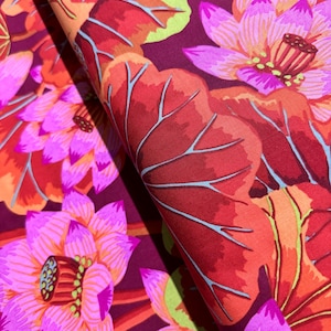 Kaffe Fassett Collective - Classics - Lake Blossoms Red Fabric by Philip Jacobs - Cotton Fabric