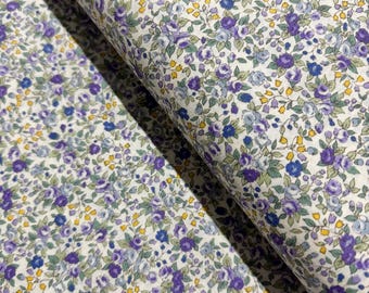 Sevenberry Bouquet Fabric: Purple Floral Print Cotton