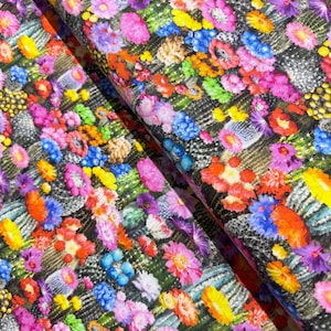 Southwest - Multi Floral Wüsten Kaktus Stoff - Digitaldruck - Baumwollstoff