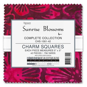 Artisan Batiks Sunrise Blossoms Charm Pack - 42, 5&quot; x 5&quot; Precut Fabric Squares
