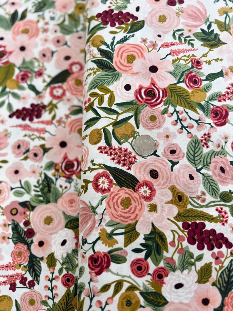 Katoenen stof tuinfeest roos - Rifle Paper Co. Wildwood Collection afbeelding 5