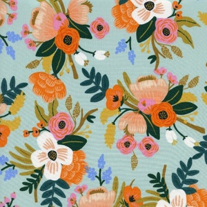 Rayon Fabric - Amalfi - Lively Floral Mint Rayon Fabric by Rifle Paper Co.