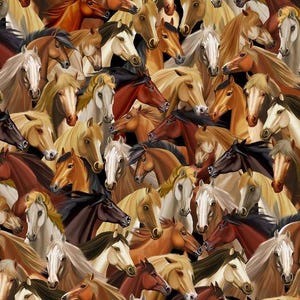 Country Roads - Horses Fabric by Michael Searle - Digital Print - Cotton Fabric