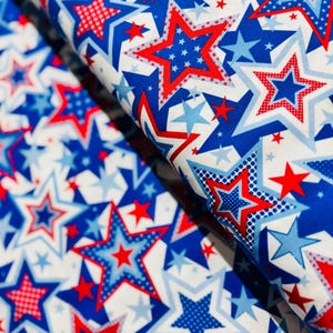 Red, White & True - Patriotic Stars White - Cotton Fabric