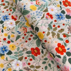 Rayon Fabric - Strawberry Fields Floral Blush Rayon Fabric | Rifle Paper Co. Cotton + Steel | Lightweight Fabric