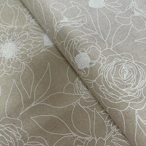 Botany Mochi Linen Paper: Floral Cotton Linen Fabric by Alli K Design image 3