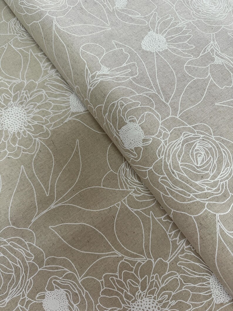 Botany Mochi Linen Paper: Floral Cotton Linen Fabric by Alli K Design image 3