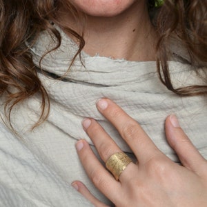 Sage ring, handcrafted unique boho minimal jewellery, gold bronze ring image 5