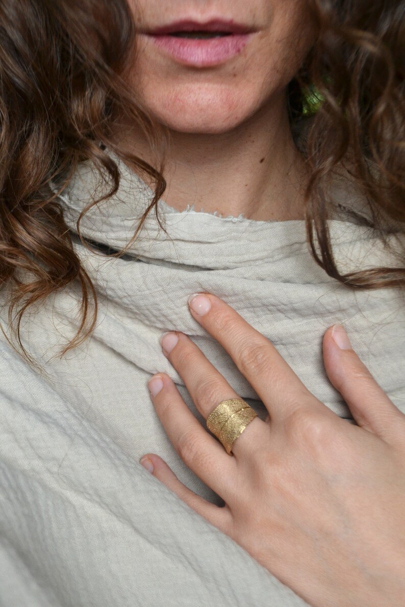 Sage ring, handcrafted unique boho minimal jewellery, gold bronze ring image 5