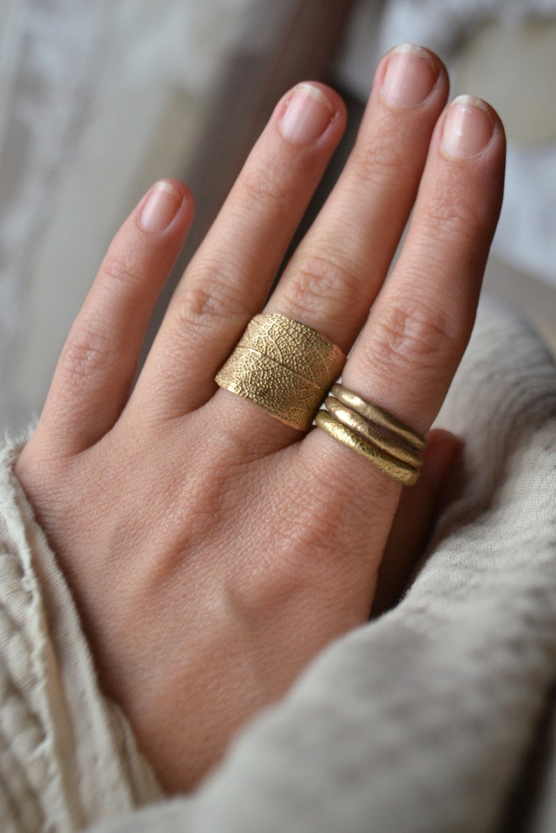 Sage ring, handcrafted unique boho minimal jewellery, gold bronze ring image 6