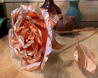 Copper Rose Personalized 7th 7 Year Anniversary Gift for Wife