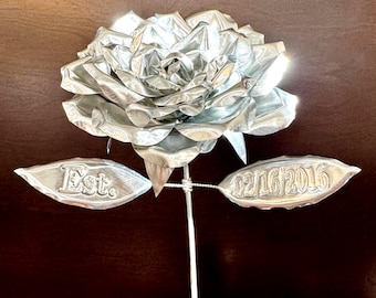 Personalized Metal Rose: 10th Anniversary Gift for Her