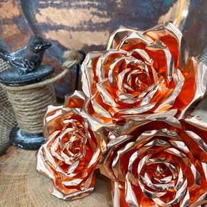 Set of 3 Copper Roses 7th 7 Year Anniversary Personalized Gift for Her