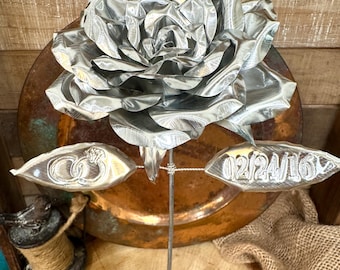 Personalized Metal Rose: 10th Anniversary Tin Flower Gift