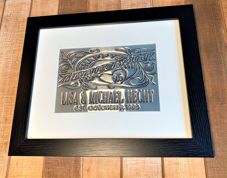25th Wedding 25 Year Silver Anniversary Frame Black And Image 0