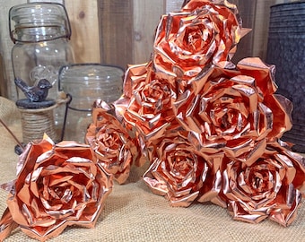 Set of 7 Copper Roses | Personalized 7th Anniversary Gift for Wife