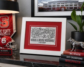 Personalized 25th Anniversary Gifts Metal Sign | White Frame, Red Mat, Custom Names
