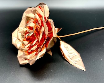 Personalized Copper Rose: 7th Anniversary Metal Flower Gift