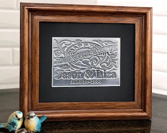 20th Anniversary Gift | Personalized Metal Sign | Rustic Wood Frame | Custom Keepsake