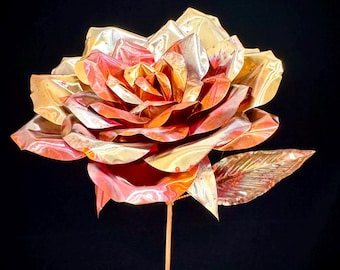 RAINBOW FIRE Copper Rose Anniversary Flower Personalized Gift for Her