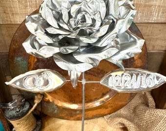 Wedding Rings Metal Rose | Personalized 10th Anniversary Gift | Tin Keepsake