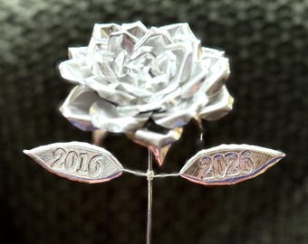 Personalized Metal Rose | 10th Anniversary Gift | Wedding & Anniversary Dates