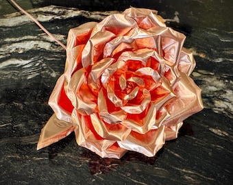 Personalized Copper Rose: 7th Anniversary 7 Year Metal Flower Gift