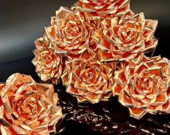 Set of 7 Pure Copper Roses | Personalized 7th Anniversary Gift
