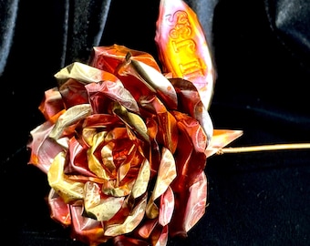 Rainbow Fire Copper Rose: 7th Anniversary Metal Flower Gift