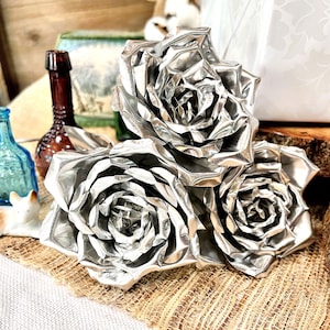 Set of Metal Roses for 10th Tin Ten Year Anniversary Gift Ships Fast