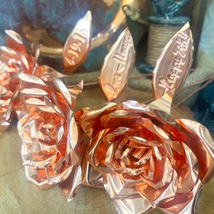 Set of 3 Copper Roses Anniversary Gift for Her 7th 7 Year