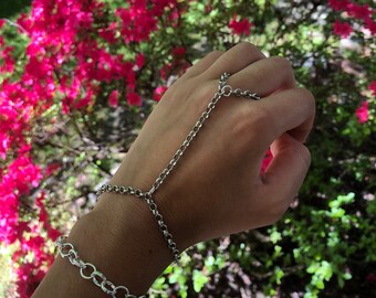 Simple Silver Hand Chain / Ring Bracelet