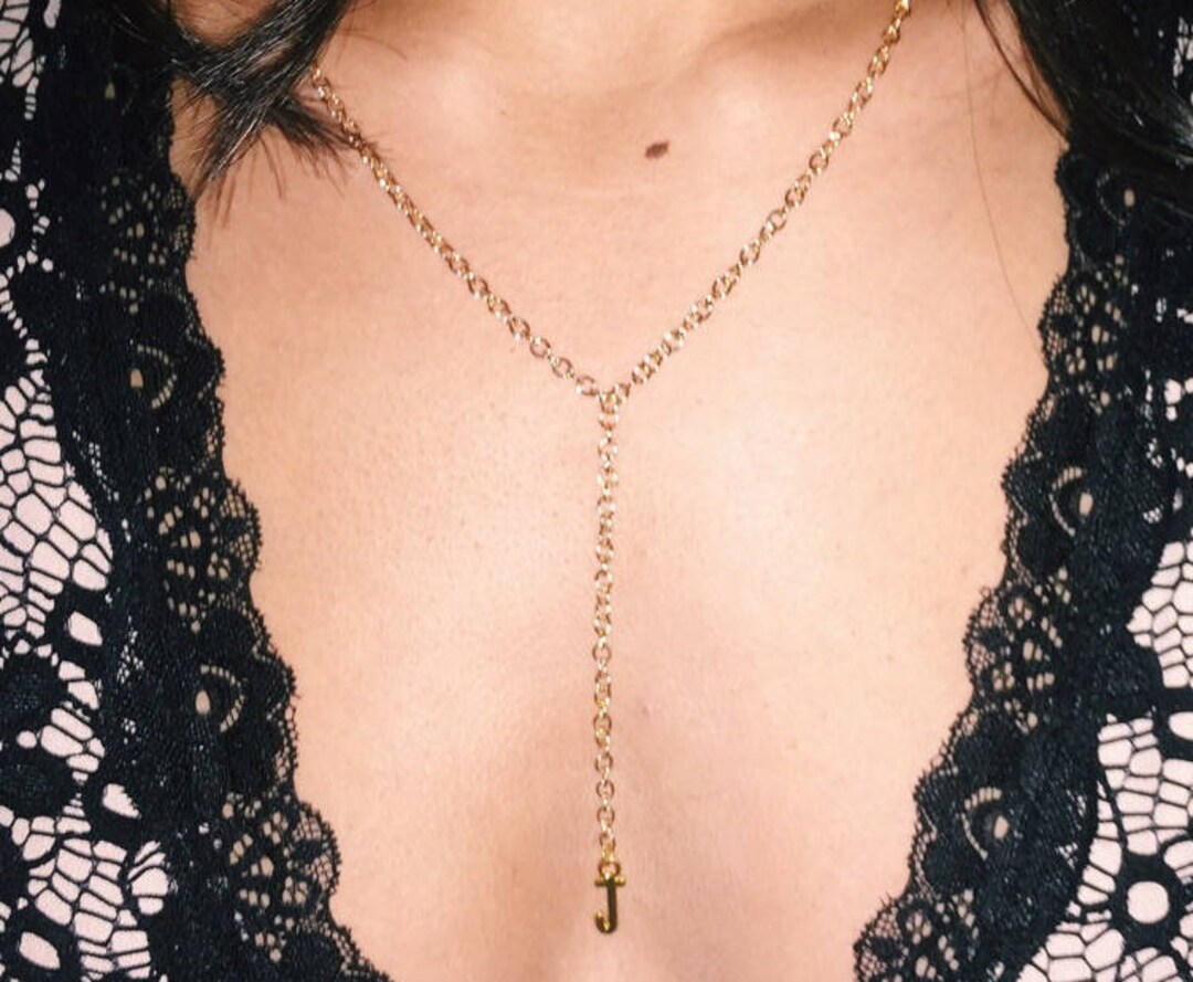 Initial Lariat Necklace Etsy