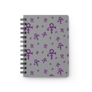 Prince Symbol Spiral Journal, Music Lover Notebook, Purple Rain Fan Gift Grey