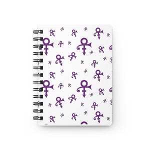 Prince Symbol Spiral Journal, Music Lover Notebook, Purple Rain Fan Gift White