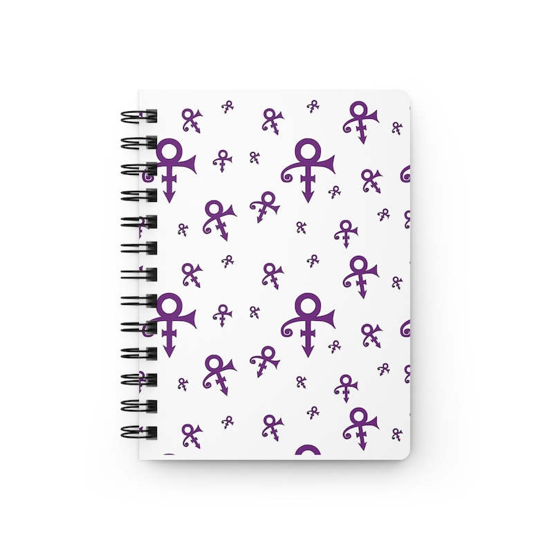 Prince Symbol Spiral Journal, Music Lover Notebook, Purple Rain Fan Gift White