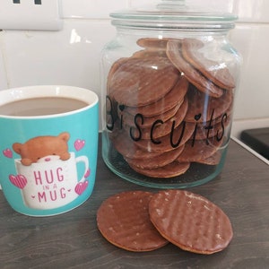 British Made Biscuit / Cookie Jar-Clear Glass-Children Design